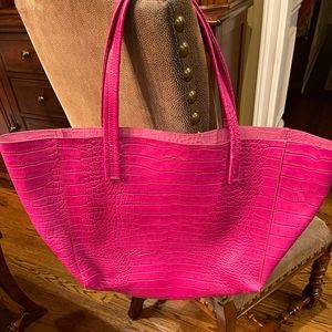 Kurt Geiger London Pink Croc Embossed Leather Tote